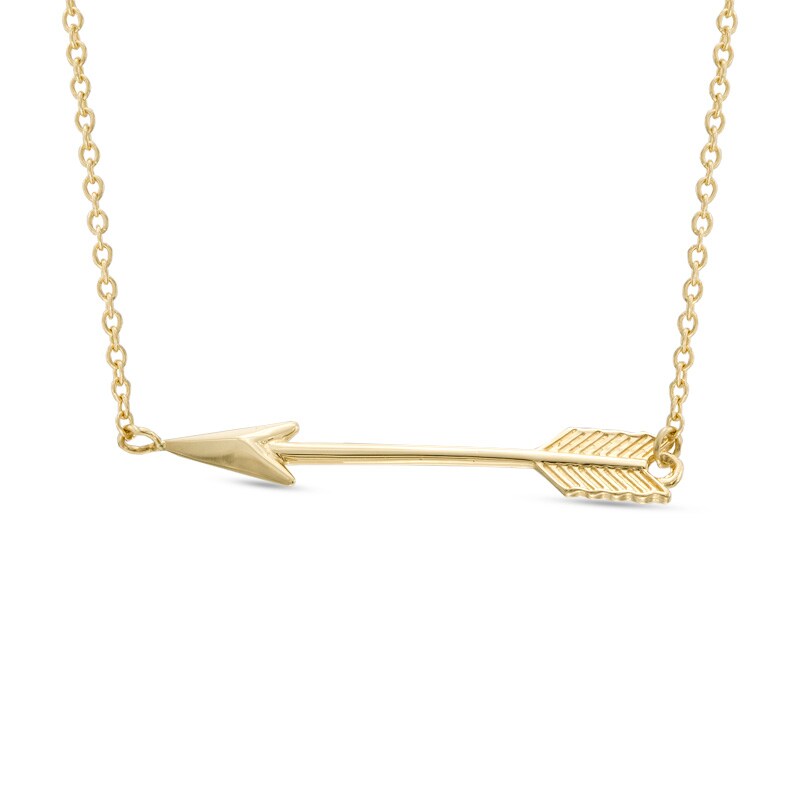 Main Image 1 of Sideways Arrow Necklace in 10K Gold