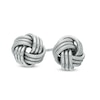 Thumbnail Image 1 of Small Polished and Textured Love Knot Stud Earrings in 10K White Gold