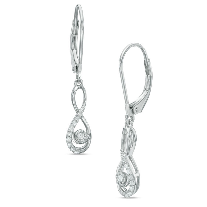 1/10 CT. T.W. Diamond Infinity Drop Earrings in 10K White Gold