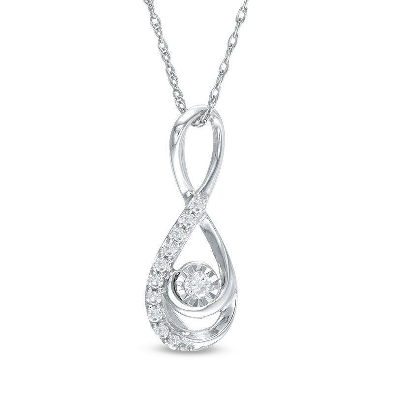 Main Image 1 of Diamond Accent Infinity Pendant in 10K White Gold