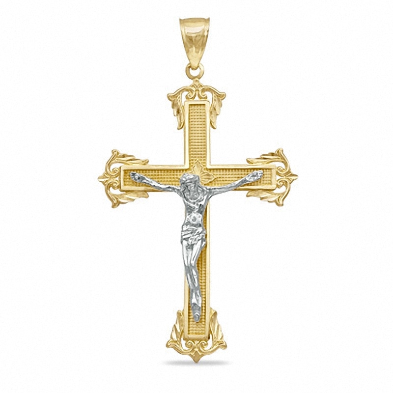 Large Crucifix Charm in 10K Two-Tone Gold