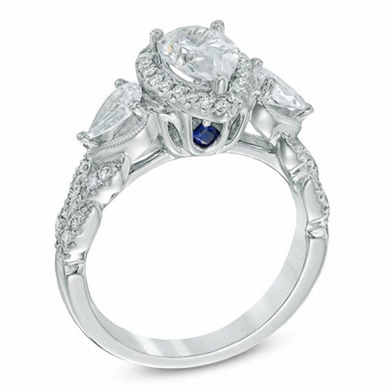 Vera Wang Love Collection 1-3/4 CT. T.w. Pear-Shaped Diamond Three Stone Engagement Ring in 14K White Gold