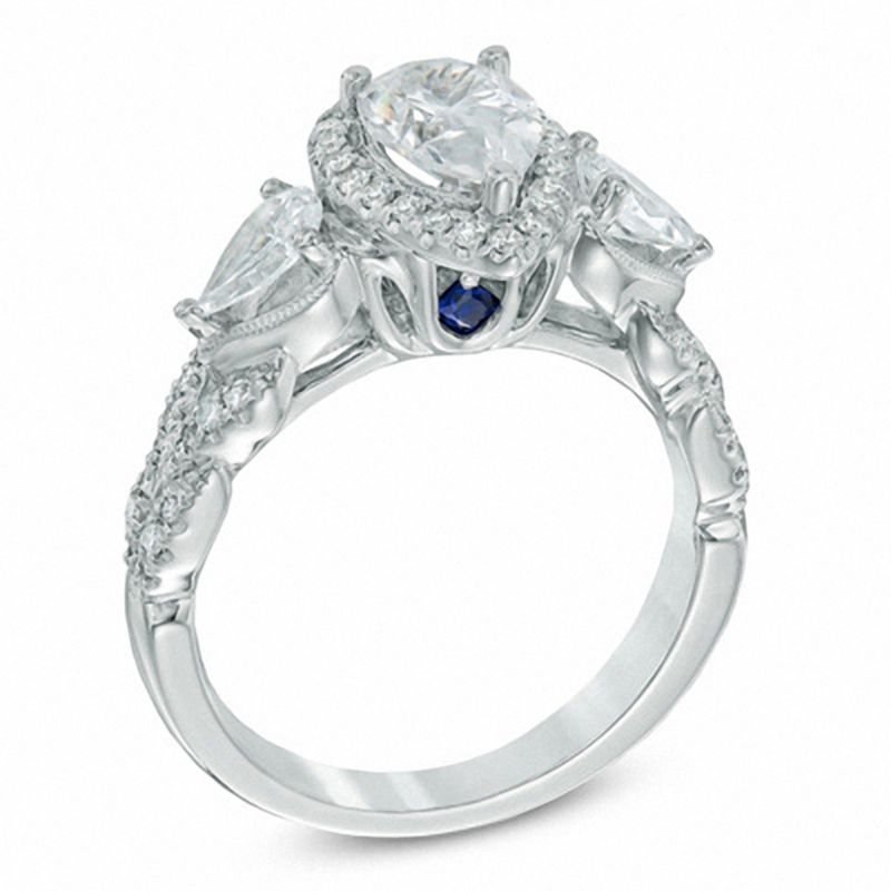 Vera Wang Love Collection 1-3/4 CT. T.W. Pear-Shaped Diamond Three Stone Engagement Ring in 14K White Gold