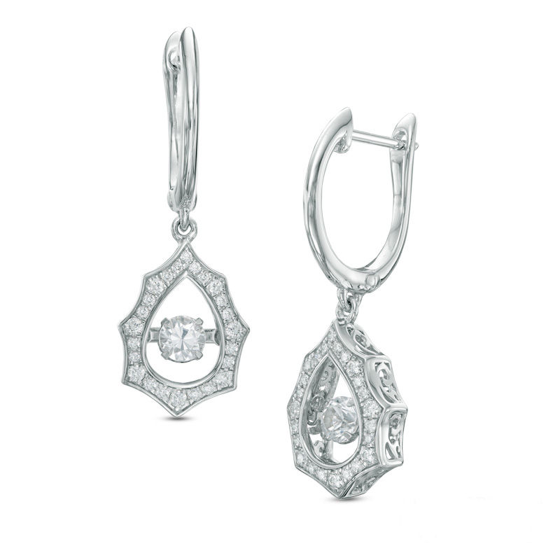 Main Image 1 of 1/2 CT. T.W. Diamond Starburst Drop Earrings in 10K White Gold