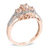 Thumbnail Image 1 of Oval Morganite and Diamond Accent Three Stone Ring in 10K Rose Gold