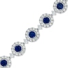 Thumbnail Image 1 of 5.0mm Lab-Created Blue and White Sapphire Frame Bracelet in Sterling Silver - 7.25"