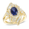Thumbnail Image 1 of Oval Lab-Created Blue Sapphire and White Sapphire Ring in 10K Gold