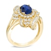 Thumbnail Image 2 of Oval Lab-Created Blue Sapphire and White Sapphire Ring in 10K Gold