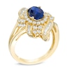 Thumbnail Image 1 of Oval Lab-Created Blue Sapphire and White Sapphire Ring in 10K Gold