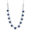Thumbnail Image 1 of 5.0mm Lab-Created Blue and White Sapphire Frame Necklace in Sterling Silver - 16"