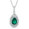 Thumbnail Image 1 of Pear-Shaped Lab-Created Emerald and White Sapphire Swirl Frame Pendant in Sterling Silver