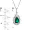 Thumbnail Image 2 of Pear-Shaped Lab-Created Emerald and White Sapphire Swirl Frame Pendant in Sterling Silver