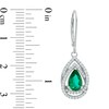 Thumbnail Image 2 of Pear-Shaped Lab-Created Emerald and White Sapphire Frame Drop Earrings in Sterling Silver