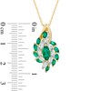 Thumbnail Image 2 of Marquise-Cut Lab-Created Emerald and White Sapphire Spray Pendant in Sterling Silver with 14K Gold Plate