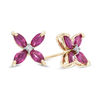 Thumbnail Image 0 of Marquise-Cut Lab-Created Ruby and White Sapphire Flower Stud Earrings in Sterling Silver