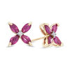 Thumbnail Image 1 of Marquise-Cut Lab-Created Ruby and White Sapphire Flower Stud Earrings in Sterling Silver