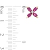 Thumbnail Image 2 of Marquise-Cut Lab-Created Ruby and White Sapphire Flower Stud Earrings in Sterling Silver