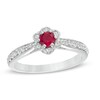 Thumbnail Image 1 of 4.0mm Lab-Created Ruby and White Sapphire Flower Ring in Sterling Silver