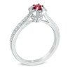 Thumbnail Image 2 of 4.0mm Lab-Created Ruby and White Sapphire Flower Ring in Sterling Silver