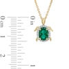 Thumbnail Image 2 of Oval Lab-Created Emerald and White Sapphire Turtle Pendant in Sterling Silver with 18K Gold Plate