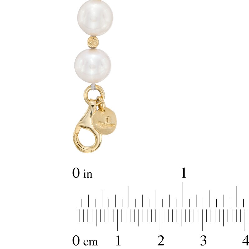 8.5 - 9.5mm Cultured Freshwater Pearl and Bead Strand Necklace in Sterling Silver with 14K Gold Plate