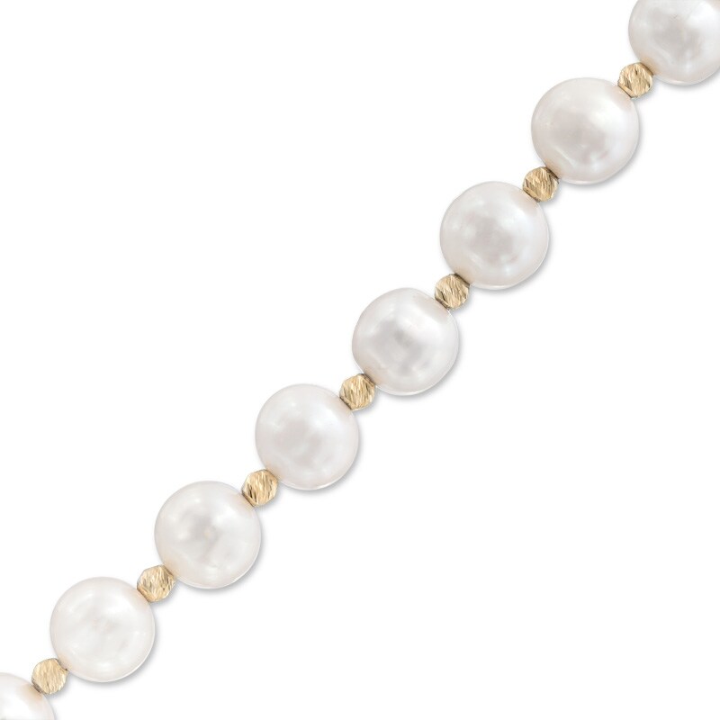 Main Image 1 of 8.5-9.5mm Freshwater Cultured Pearl and Bead Strand Bracelet in Sterling Silver with 14K Gold Plate-7.25"