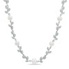 Thumbnail Image 1 of 6.0-7.5mm Freshwater Cultured Pearl and Lab-Created White Sapphire Floral Necklace in Sterling Silver-18.5&quot;