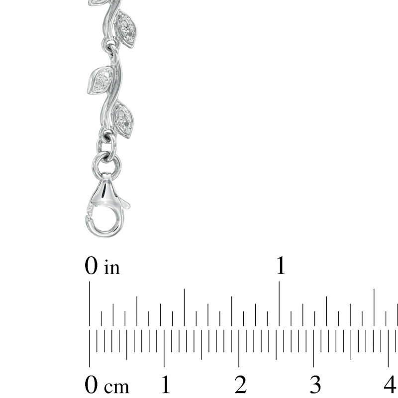 Main Image 2 of 6.0-7.5mm Freshwater Cultured Pearl and Lab-Created White Sapphire Floral Necklace in Sterling Silver-18.5&quot;