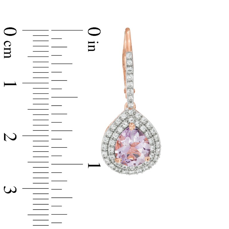 Main Image 2 of Rose de France Amethyst and Lab-Created White Sapphire Drop Earrings in Sterling Silver with 14K Rose Gold Plate