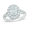 Thumbnail Image 1 of Oval Lab-Created White Sapphire Frame Ring in Sterling Silver