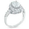Thumbnail Image 2 of Oval Lab-Created White Sapphire Frame Ring in Sterling Silver