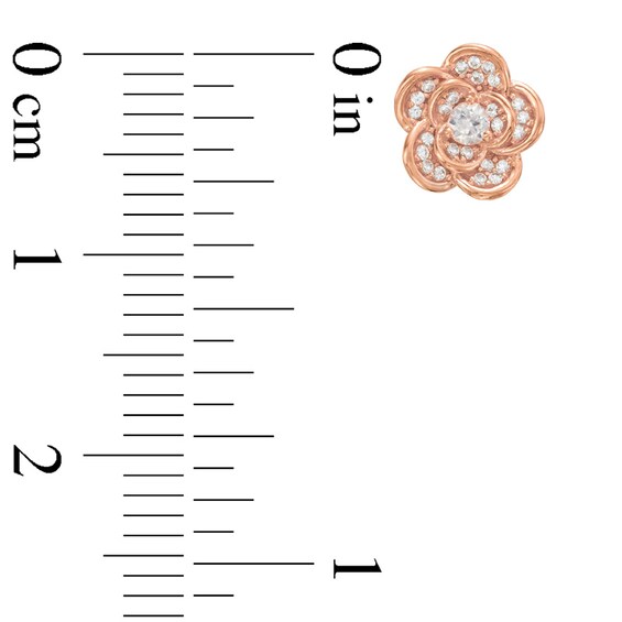 5.0mm Lab-Created White Sapphire Flower Stud Earrings in Sterling Silver with 18K Rose Gold Plate