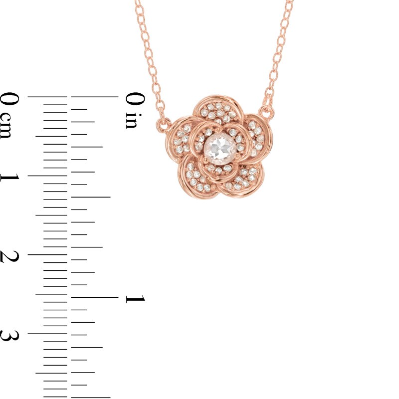Main Image 2 of 4.0mm Lab-Created White Sapphire Flower Necklace in Sterling Silver with 18K Rose Gold Plate