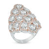 Thumbnail Image 1 of Lab-Created White Sapphire Lattice Ring in Sterling Silver and 18K Rose Gold Plate