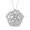 Thumbnail Image 1 of Lab-Created White Sapphire Flower Interchangeable Brooch Pendant in Sterling Silver