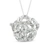 Thumbnail Image 1 of Lab-Created White Sapphire Flower Interchangeable Brooch Pendant in Sterling Silver