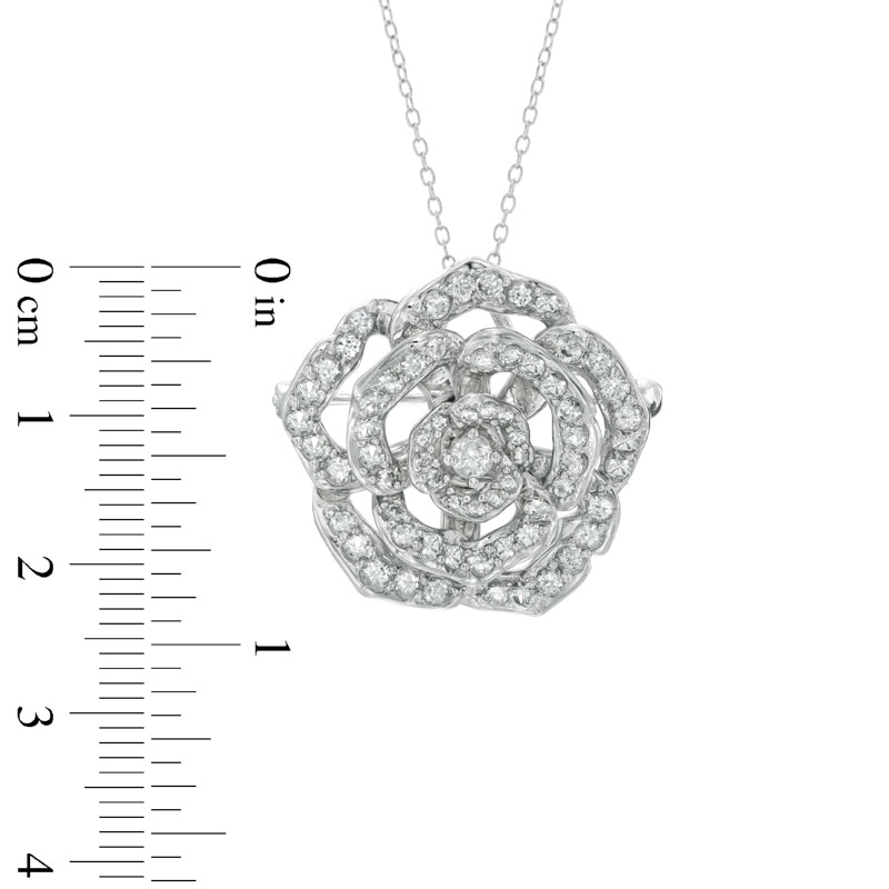 Lab-Created White Sapphire Flower Interchangeable Brooch Pendant in Sterling Silver