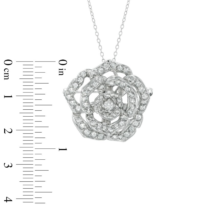 Main Image 3 of Lab-Created White Sapphire Flower Interchangeable Brooch Pendant in Sterling Silver