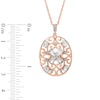 Thumbnail Image 1 of Oval Lab-Created White Sapphire Scroll Pendant in Sterling Silver with 14K Rose Gold Plate