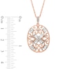 Thumbnail Image 2 of Oval Lab-Created White Sapphire Scroll Pendant in Sterling Silver with 14K Rose Gold Plate