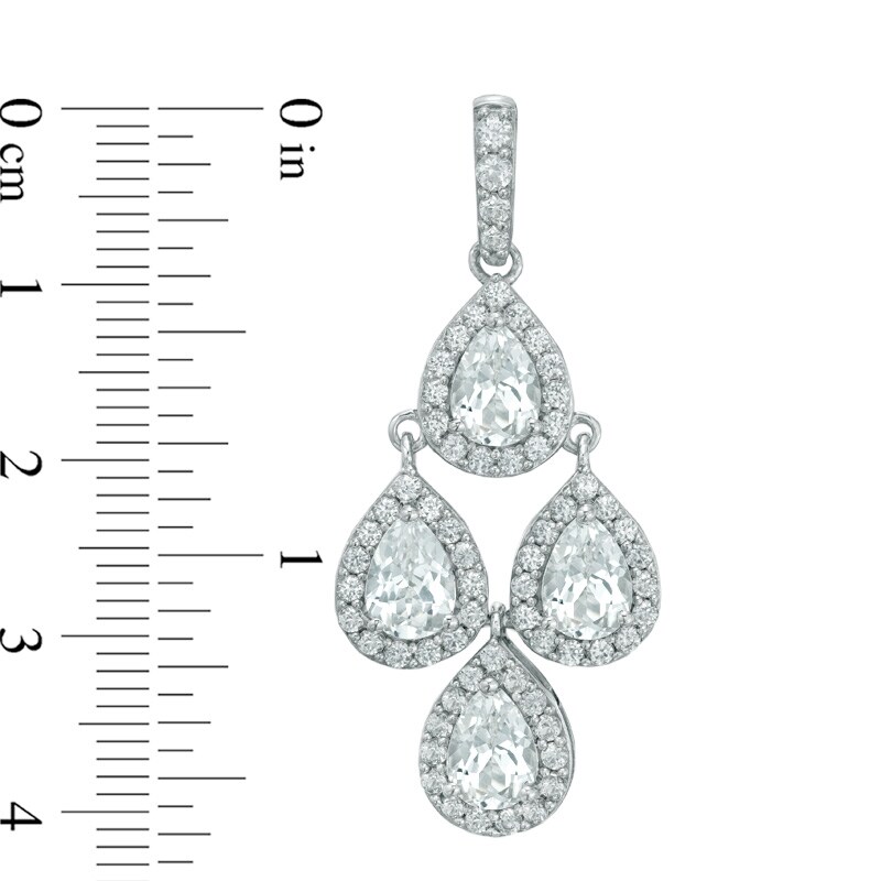 Main Image 2 of Pear-Shaped Lab-Created White Sapphire Chandelier Drop Earrings in Sterling Silver