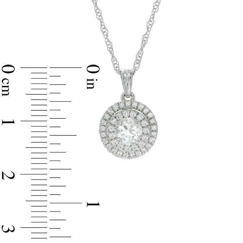 Main Image 2 of 5.0mm Lab-Created White Sapphire Frame Pendant and Earrings Set in Sterling Silver