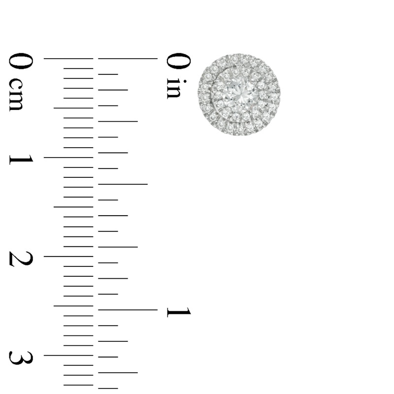 Main Image 3 of 5.0mm Lab-Created White Sapphire Frame Pendant and Earrings Set in Sterling Silver
