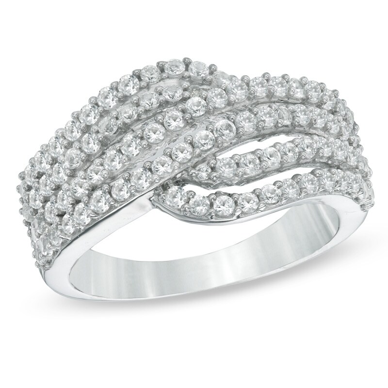 Main Image 1 of Lab-Created White Sapphire Ring in Sterling Silver