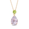 Thumbnail Image 1 of Pear-Shaped Rose de France Amethyst and Peridot Pendant in Sterling Silver with 14K Gold Plate