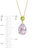 Thumbnail Image 2 of Pear-Shaped Rose de France Amethyst and Peridot Pendant in Sterling Silver with 14K Gold Plate