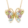 Thumbnail Image 0 of Multi-Gemstone Butterfly Pendant in Sterling Silver with 18K Gold Plate