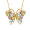 Thumbnail Image 1 of Multi-Gemstone Butterfly Pendant in Sterling Silver with 18K Gold Plate