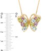 Thumbnail Image 2 of Multi-Gemstone Butterfly Pendant in Sterling Silver with 18K Gold Plate