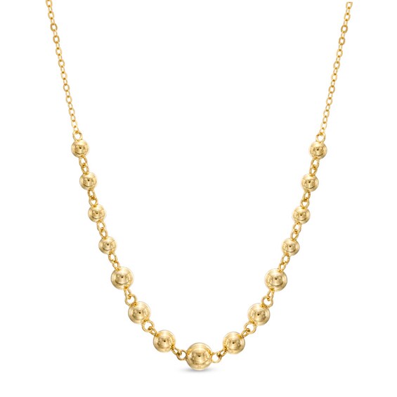 Graduated Ball Bead Necklace in 10K Gold - 17"